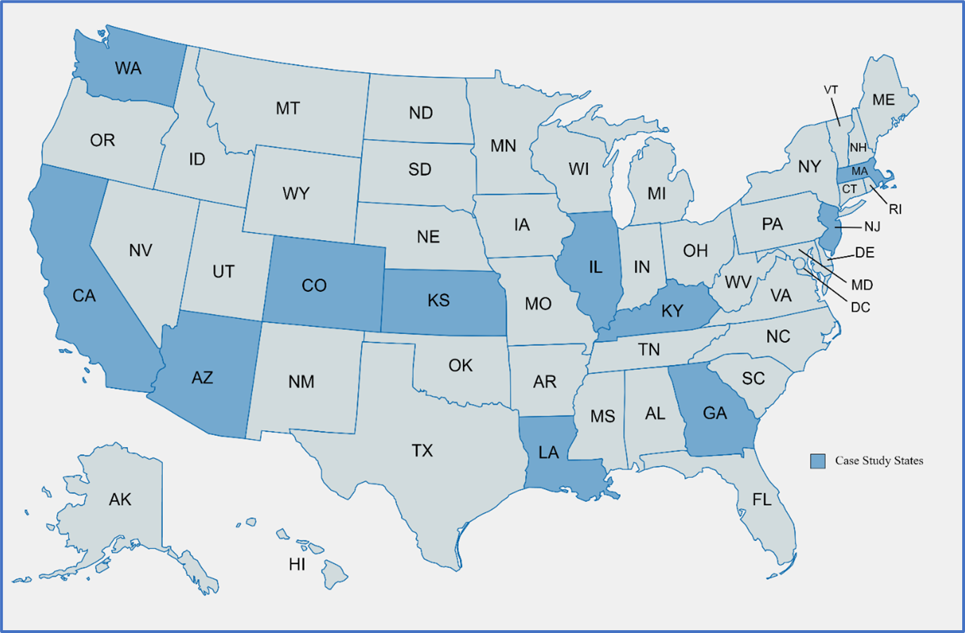 Map of states that participated in interviews